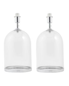 Pair of Large Chrome and Glass Cloche Design Table Lamp Bases