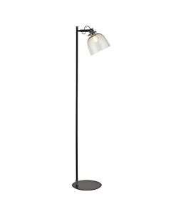 Fortune - Black Chrome Smoked Glass Floor Reading Lamp