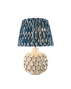 Endon Lighting - Borello & Ikat 35cm - 116405 - Cream Crackle Aged Brass Blue Ceramic Table Lamp With Shade