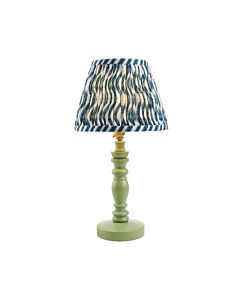 Endon Lighting - Bibury & Ripple 20cm - 115934 - Green Aged Brass Blue Table Lamp With Shade