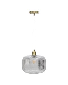 Batley Large - Clear Ribbed Glass with Satin Brass Pendant Fitting