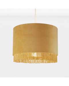 Sand Velvet With Chrome Inner Tassled Light Shade