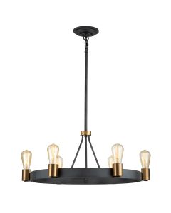 Quintiesse - Silas - QN-SILAS-6P-DZ - Aged Zinc Heritage Brass 6 Light Chandelier