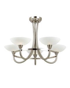 Endon Lighting - Cagney - CAGNEY-5SC - Chrome White Glass 5 Light Flush Ceiling Light