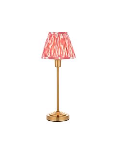Endon Lighting - Rise - 120753 - Vintage Brass Pink Table Lamp With Shade