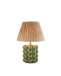 Endon Lighting - Bobble & Raffia 24cm - 116303 - Olive Green Aged Brass Natural Raffia Ceramic Table Lamp With Shade