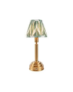 Endon Lighting - Upton Rechargeable & Zigzag 16cm - 114883 - LED Aged Brass Green Touch Table Lamp With Shade