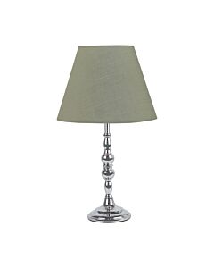 Chrome Table Lamp with Decorative Stem and Sage Green Shade