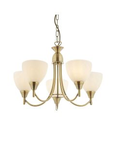 Endon Lighting - Alton - 1805-5AN - Antique Brass Opal Glass 5 Light Ceiling Pendant Light