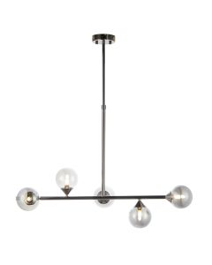 Piper - Black Chrome Smoked Glass 5 Light Bar Ceiling Pendant Light