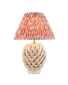 Endon Lighting - Layered Leaf & Ripple 30cm - 116415 - Cream Crackle Aged Brass Pink Ceramic Table Lamp With Shade