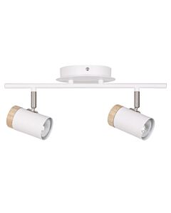 Stratton - White with Wood Detail Two Way Spotlight