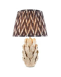 Endon Lighting - Layered Leaf & Zigzag 35cm - 116455 - Cream Crackle Aged Brass Grey Ceramic Table Lamp With Shade