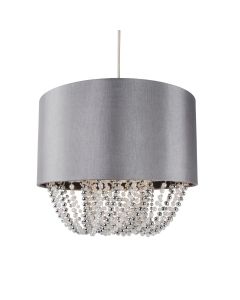 Grey Fabric Non Electric Pendant With Beaded Diffuser