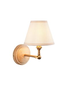 Endon Lighting - Wood Wing & Ivy 16cm - 115851 - Ash Wood Vintage White Wall Light