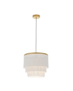 Ruffle - Matt Gold with White Tassells 1 Light Pendant