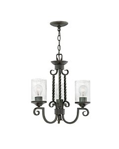 Hinkley Lighting - Casa - HK-CASA3 - Black Clear Seeded Glass 3 Light Chandelier