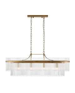 Endon Lighting - Marietta - 112573 - Antique Brass Clear Glass 4 Light Bar Ceiling Pendant Light