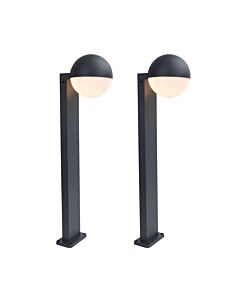 Set of 2 Looma - Dark Grey Opal IP54 Outdoor Post Lights