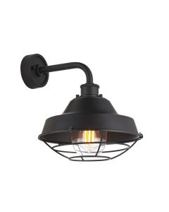 Dieppe - Black Clear Glass IP44 Outdoor Wall Light