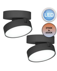 Set of 2 Stanos - 8W LED Black Opal Ceiling Spotlights