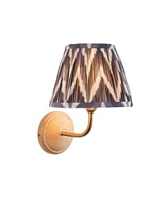 Endon Lighting - Wood Arc & Zigzag 20cm - 116088 - Ash Wood Grey Wall Light