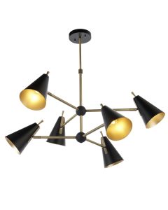 Franklin - Antique Brass Black 6 Light Ceiling Pendant Light