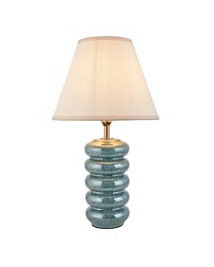 Endon Lighting - Squash & Ivy 25cm - 116492 - Ocean Spray Aged Brass Vintage White Ceramic Table Lamp With Shade