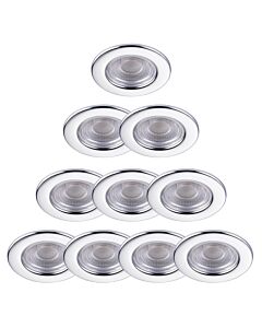 Set of 10 Chrome Fire Rated 6W LED 3000K Recessed Downlights