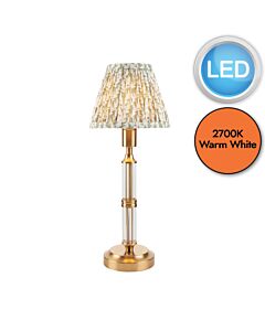 Endon Lighting - Morton Rechargeable & Leaf 16cm - 114838 - LED Aged Brass Green Touch Table Lamp With Shade