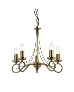 Endon Lighting - Trafford - 180-5AN - Antique Brass 5 Light Chandelier