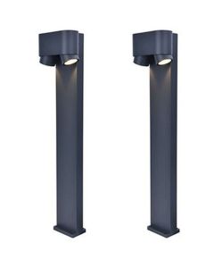 Set of 2 Cypres - Dark Grey Clear Glass 2 Light IP44 Outdoor Post Lights