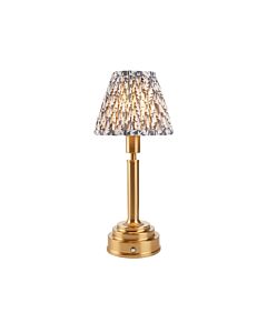 Endon Lighting - Upton Rechargeable & Leaf 16cm - 114873 - LED Aged Brass Grey Touch Table Lamp With Shade