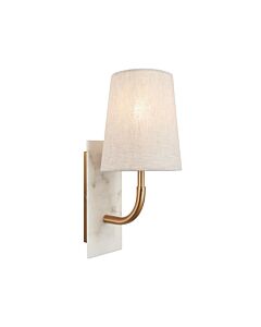 Bert - Vintage Brass White Marble Natural Cone Wall Light