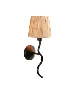 Endon Lighting - Wriggle - 114226 - Black Natural Raffia Wall Light