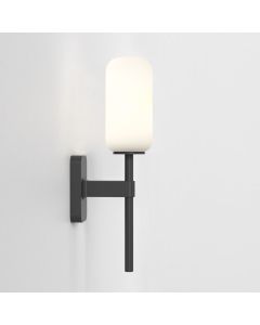 Astro Lighting - Tacoma Single 1429004 & 5036009 - IP44 Matt Black Wall Light with Opal Reed Glass Shade