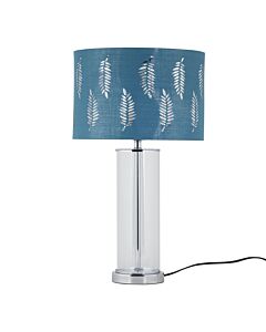 Aura - Chrome Table Lamp with Teal Fern Cut Out Silver Inner Shade