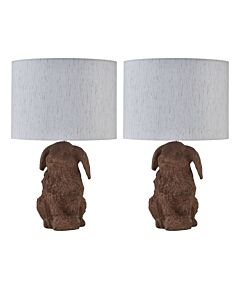Set of 2 Lily - Bunny Table Lamps With Oatmeal Linen Shade