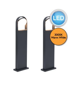 Set of 2 Fele - LED Dark Grey Opal IP54 Outdoor Post Lights