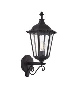 Endon Lighting - Burford - 76546 - Black Clear Glass IP44 Outdoor Wall Light