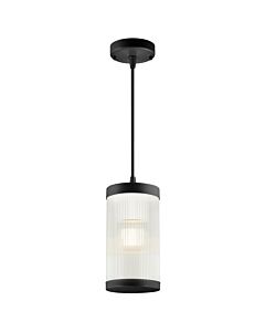 Nordlux - Coupar - 2218053003 - Black Clear Ribbed Glass IP54 Outdoor Ceiling Pendant Light