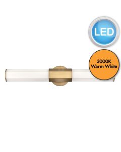 Quintiesse - Facet - QN-FACET-LED2-HB-BATH - LED Heritage Brass Opal Glass 2 Light IP44 Bathroom Wall Light