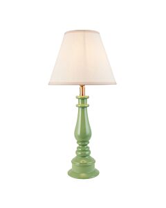 Endon Lighting - Myrtle & Ivy 25cm - 116341 - Green Warm Brass Vintage White Table Lamp With Shade