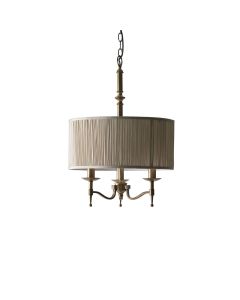 Interiors 1900 - Stanford - 63630 - Antique Brass Beige 3 Light Ceiling Pendant Light