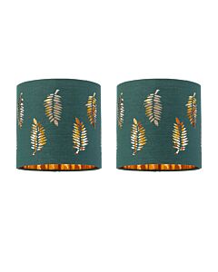 Set of 2 Fern - Dark Green Cut Out 15.5cm Table Lamp Shades