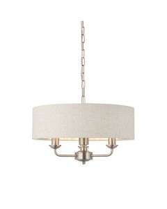 Endon Lighting - Highclere - 94361 - Brushed Chrome Natural 3 Light Ceiling Pendant Light