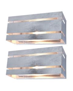 Set of 2 Vidar - Galvanized Zinc Clear IP54 Outdoor Wall Washer Lights