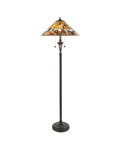 Interiors 1900 - Bernwood - 63946 - Dark Bronze Tiffany Glass 2 Light Floor Lamp