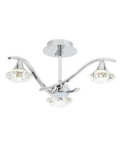 Endon Lighting - Langella - LANGELLA-3CH - Chrome Clear Crystal Glass 3 Light Flush Ceiling Light