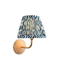 Endon Lighting - Wood Arc & Ripple 20cm - 116087 - Ash Wood Blue Wall Light